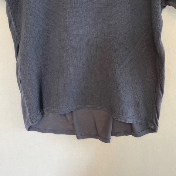 Tina Stevens Linen Cotton Short Sleeve Dark Blue Top One Size Fits Most - Picture 4 of 8